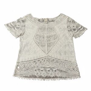 Ultra Pink White 100% Cotton Crochet Top